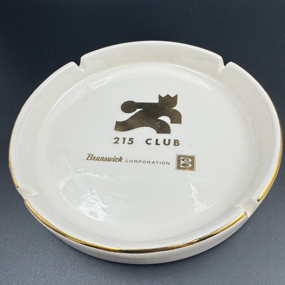 Vtg Retro Man Cave Bar Decor Bowling Brunswick Corp 215 Club Ashtray USA Made